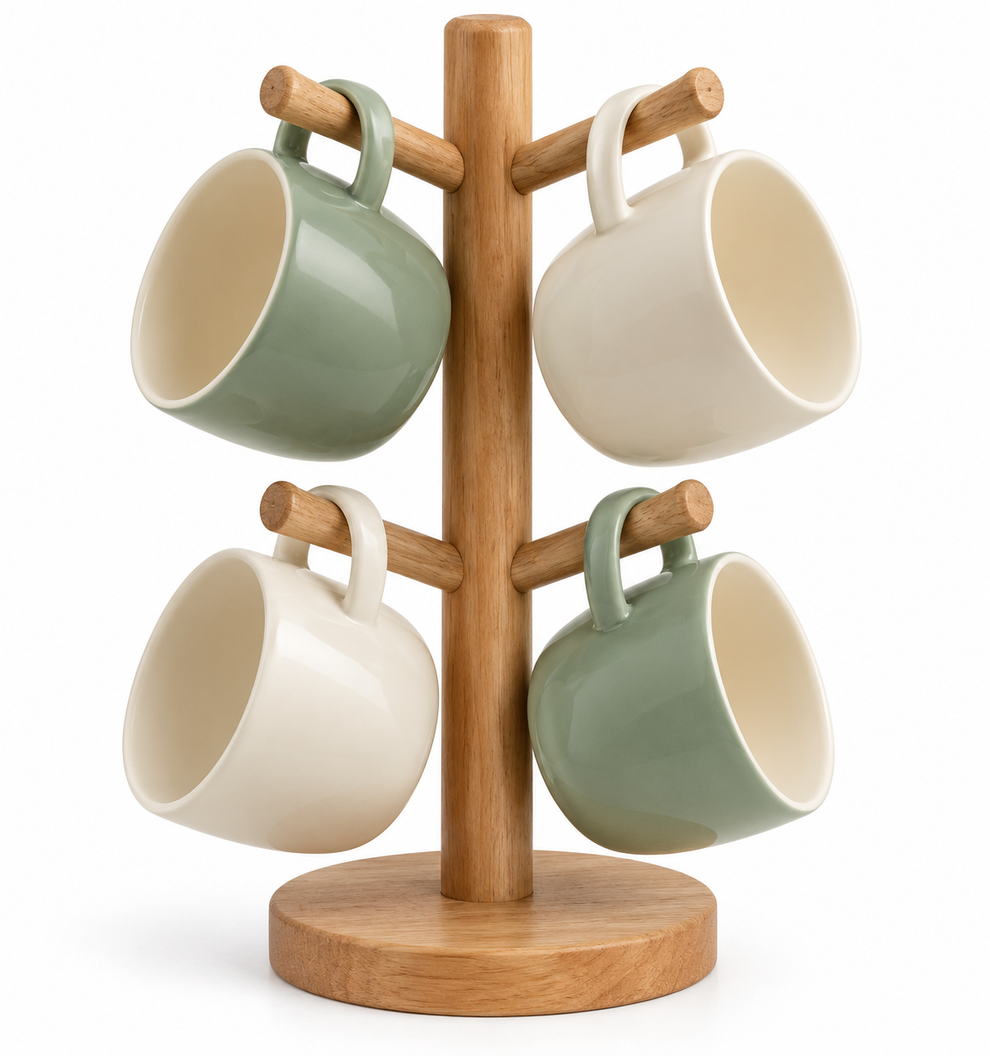Weekend Coffee Serving Set with Four Mugs & Display Stand – Myvellie